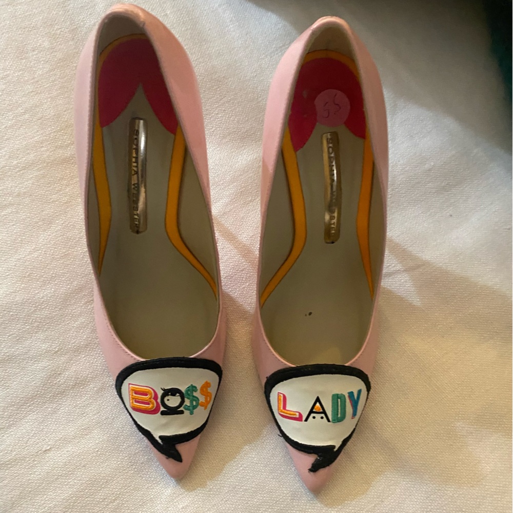 Sophia Webster Pink 'Boss Lady' Embellished Pointed-Toe Heels